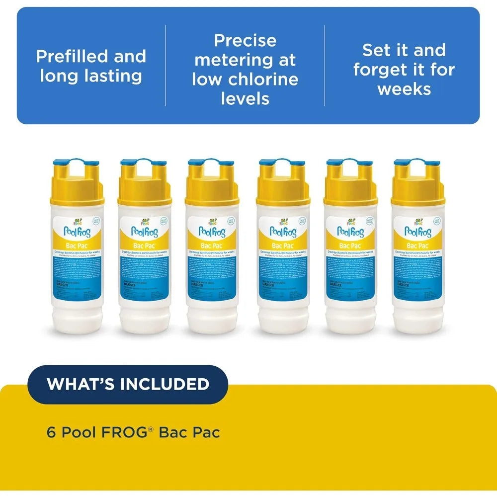 Bac Pac Replacement Chlorine Cartridges for Pool 5400 6100 Cyclers, 6 Pack Prefilled