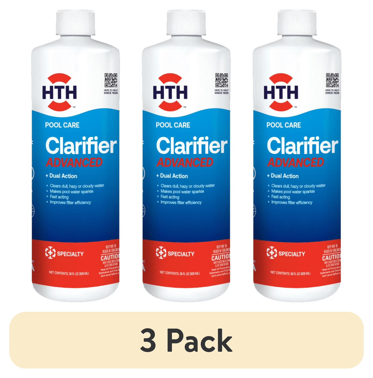 (3 Pack)  Pool Care Clarifier Advanced for Swimming Pools, Liquid, 28Oz.